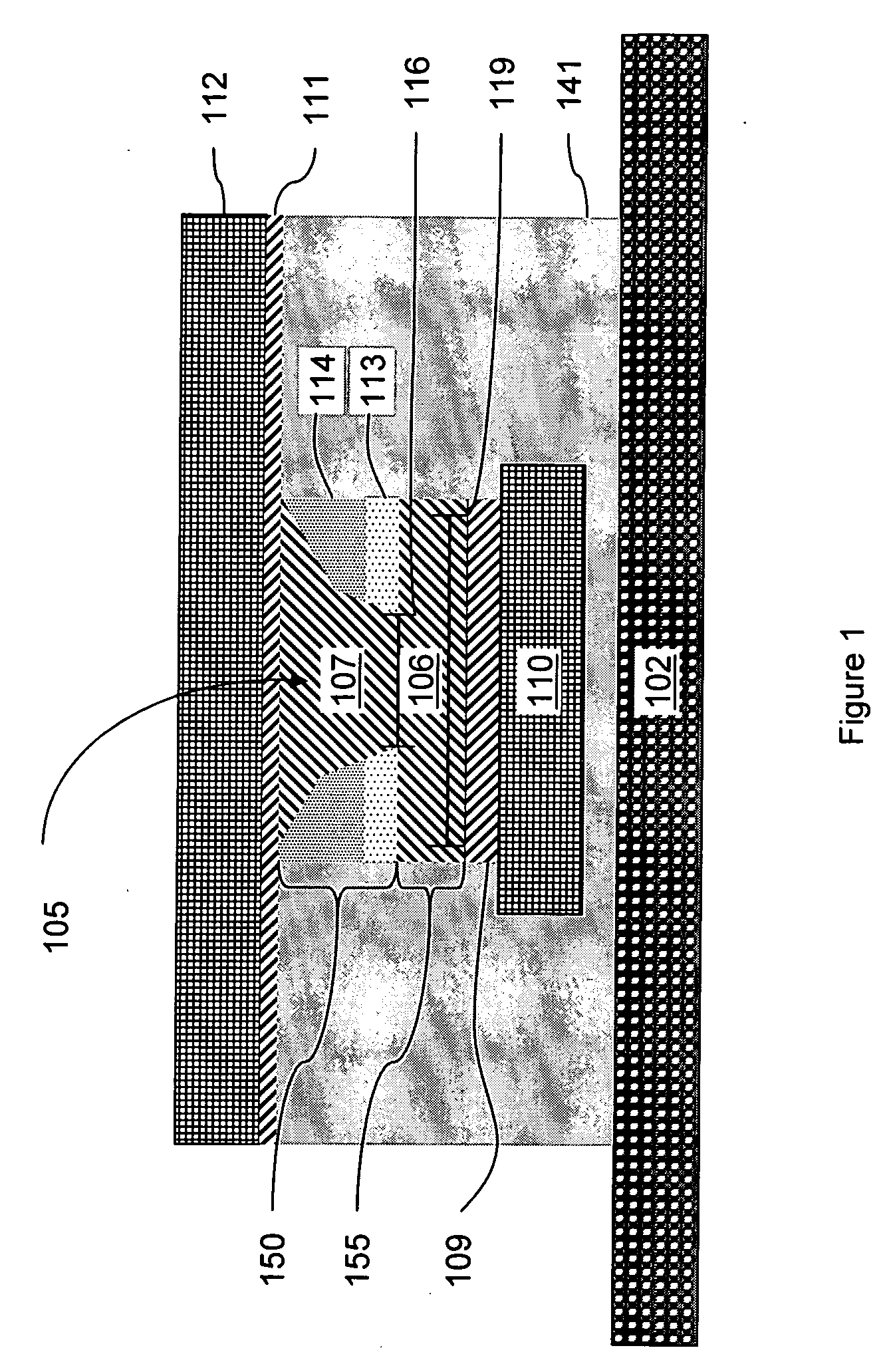 Structure for confining the switching current in phase memory (PCM) cells
