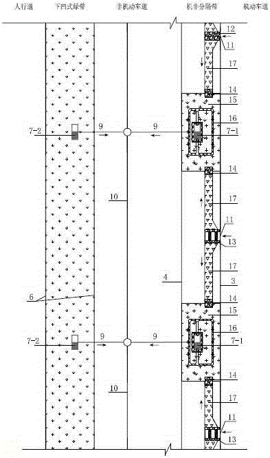 An urban arterial road cross-section optimization system and rainwater treatment method