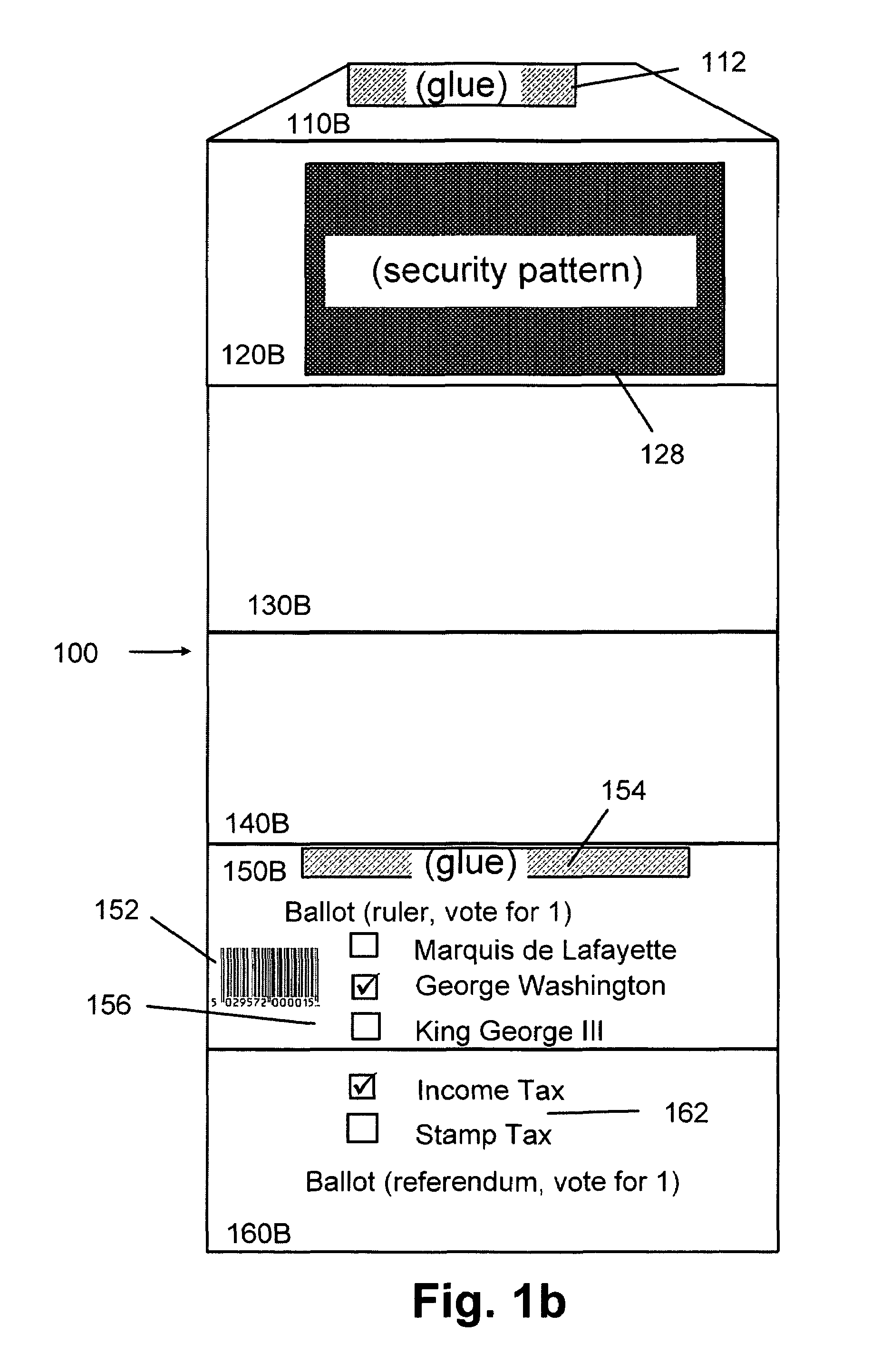 Integrated ballot and voting envelope with voter verification security