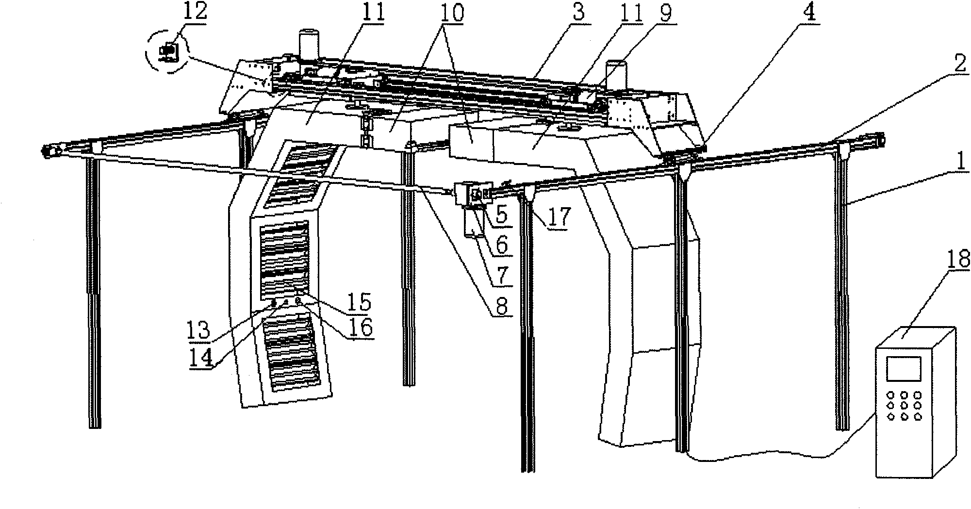 Track type full-automatic automobile repairing and varnish baking device and control system