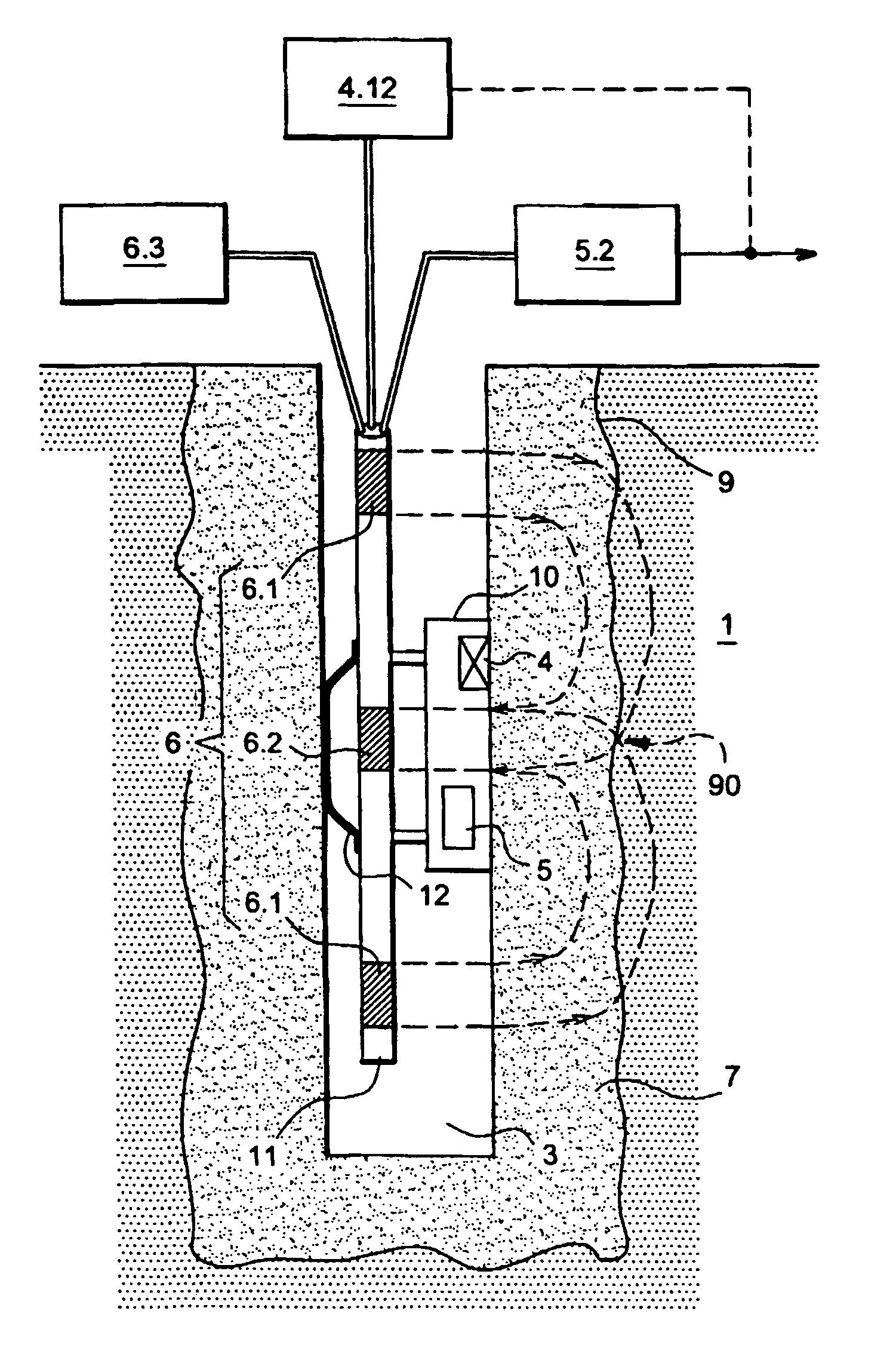 Process and device for prospecting a porous geological formation