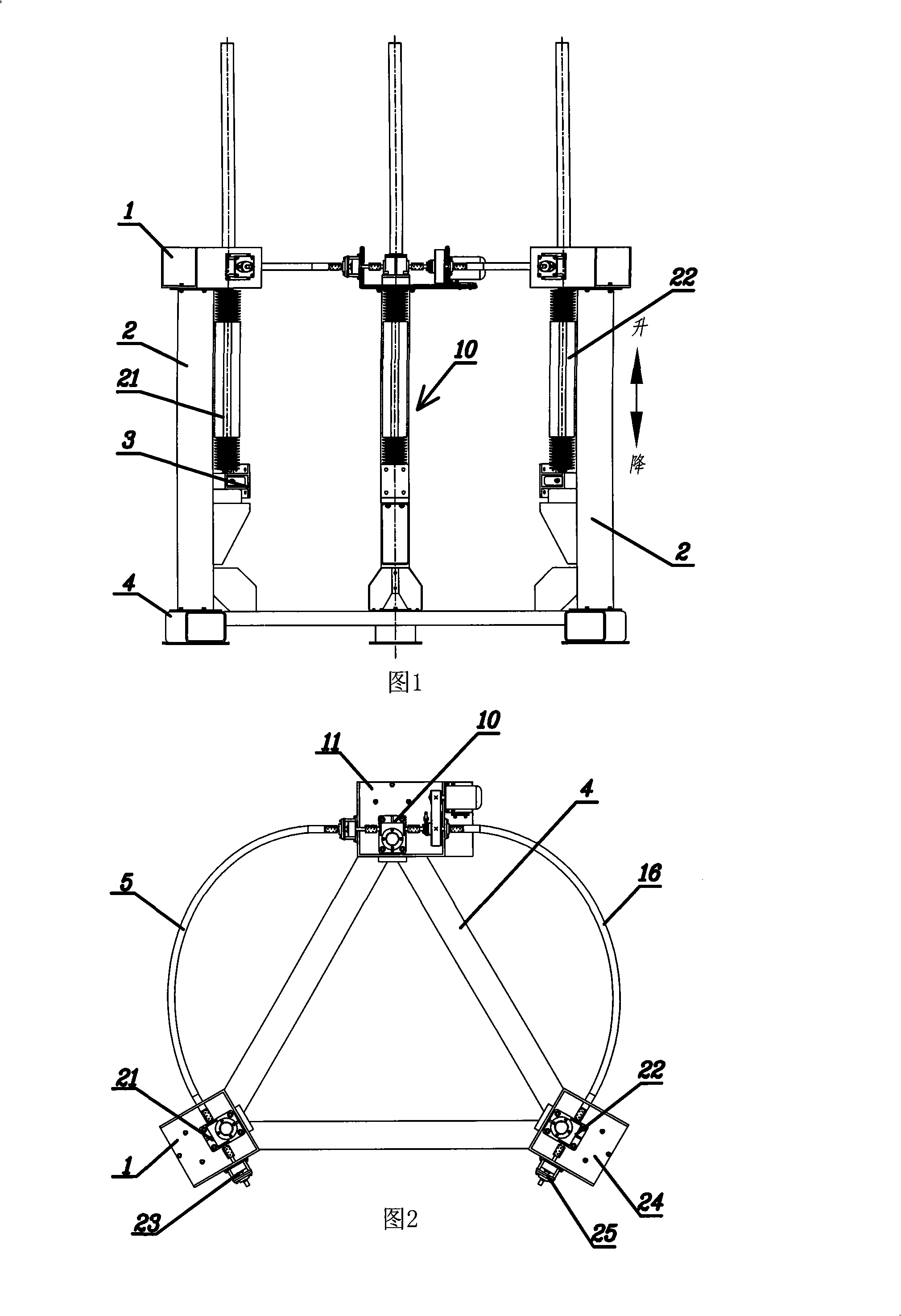 Multi-point synchronization lifting mechanism composed of steel wire flexible shaft
