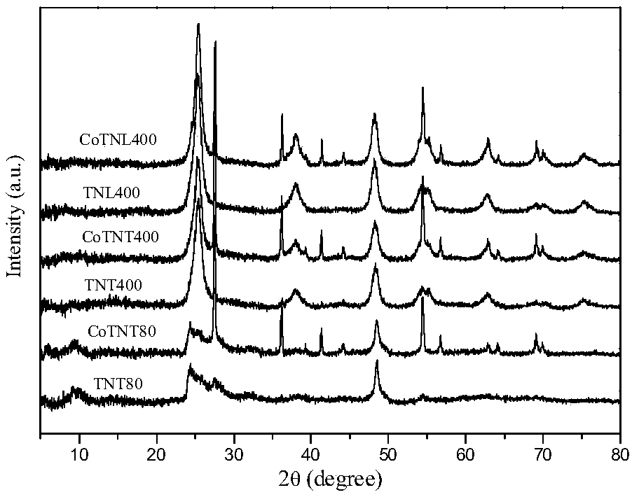 TiO2 nano-tube doped with cobalt element and preparation method thereof and applications