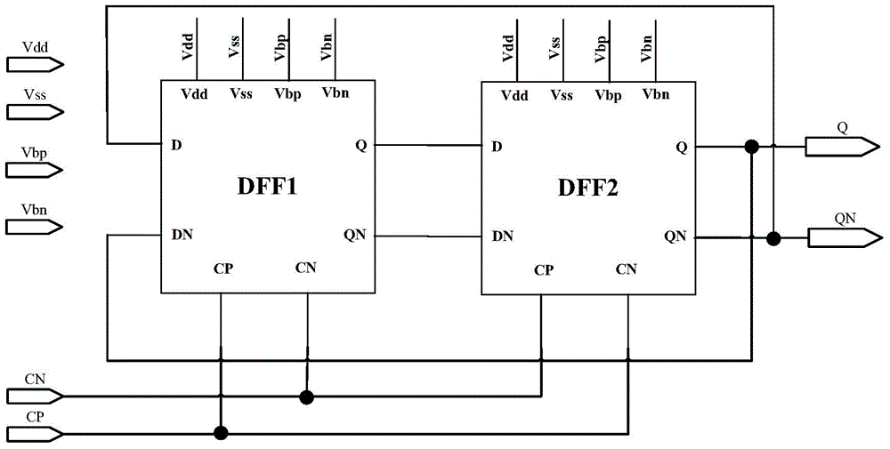 Divide-by-two frequency divider circuit based on current mirror switching logic