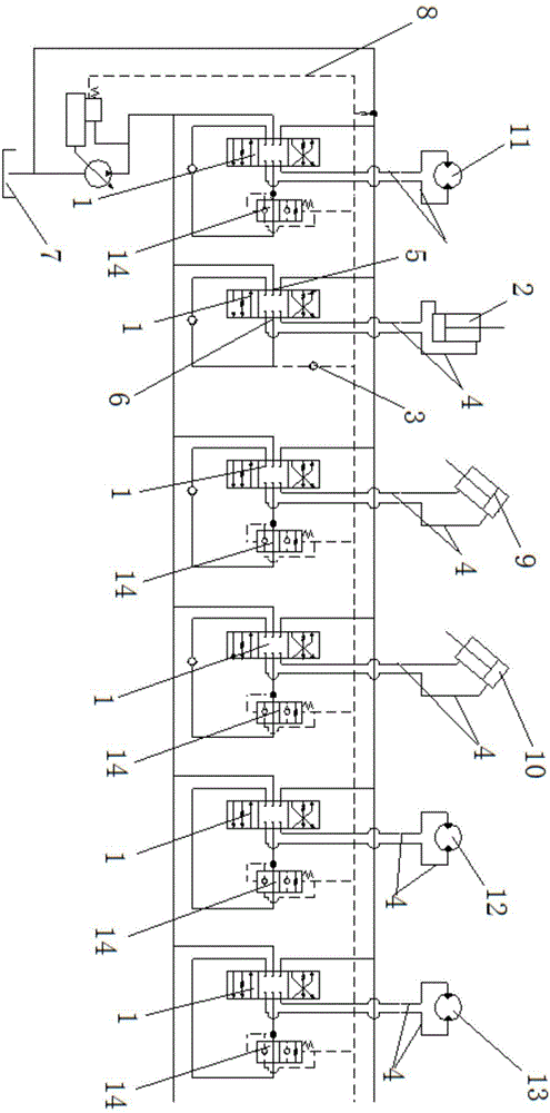 Valve path structure for prior control over movable arm and hydraulic excavator