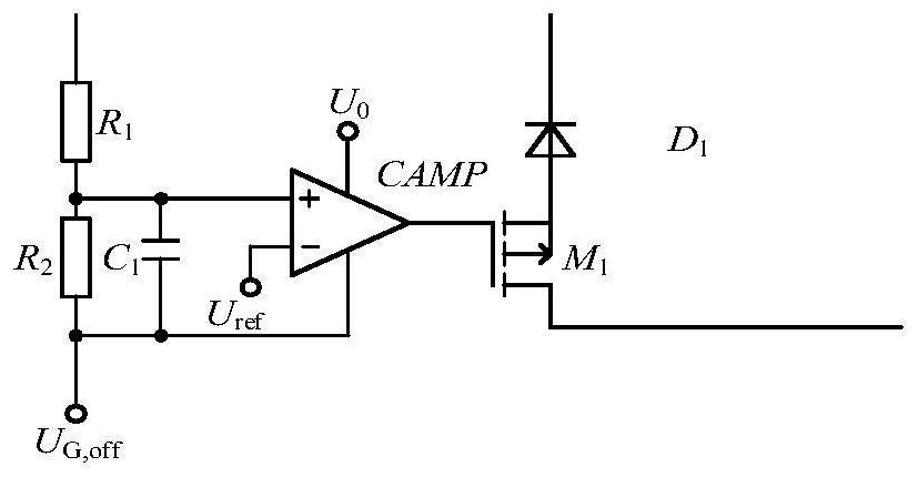 Driving circuit for inhibiting peak and crosstalk of SiC MOSFET (Metal Oxide Semiconductor Field Effect Transistor)