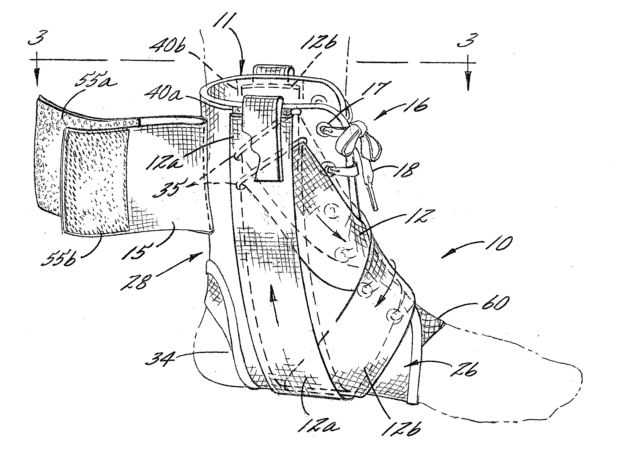 Ankle stabilizing apparatus having a dynamic cuff and stabilizing strap system