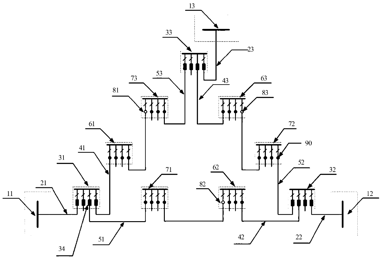 Triangular wiring structure for medium-voltage power distribution network