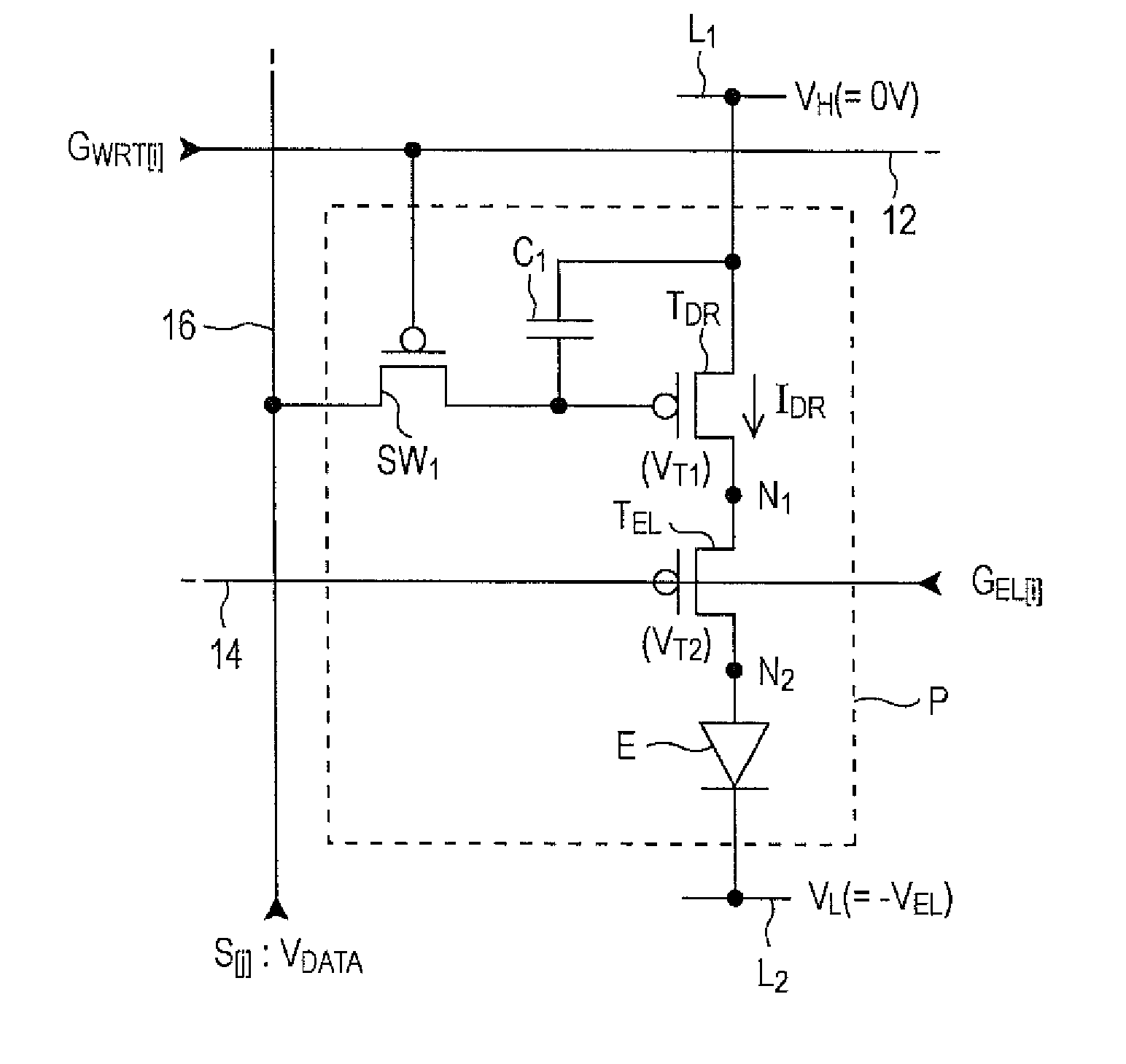 Light emitting device, method of driving pixel circuit, and driving circuit