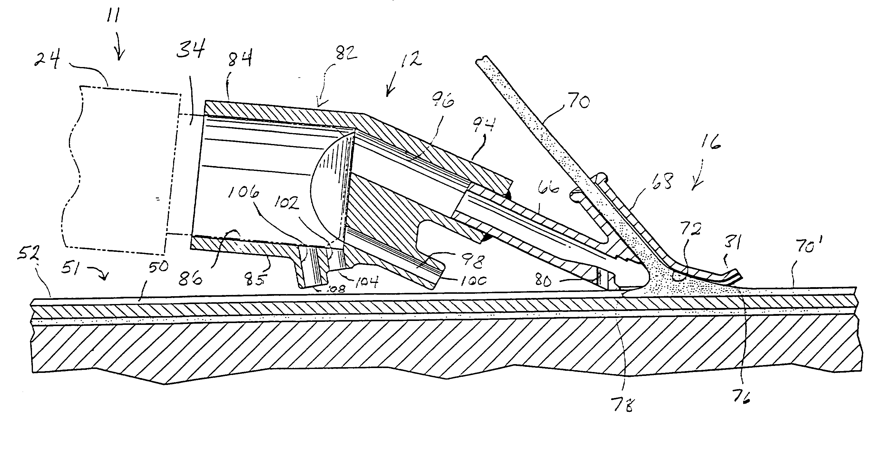 Heat nozzle for welding floor seams