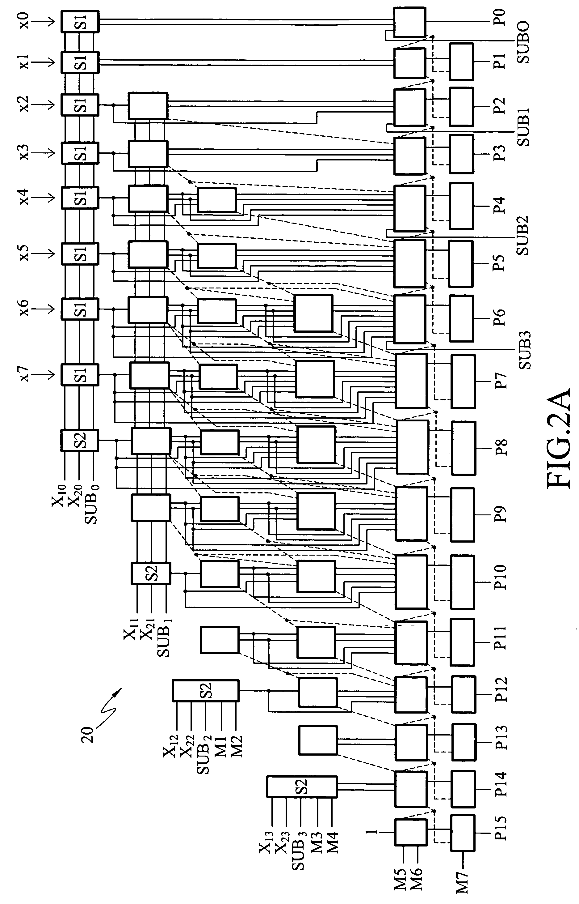 Low-power booth array multiplier with bypass circuits