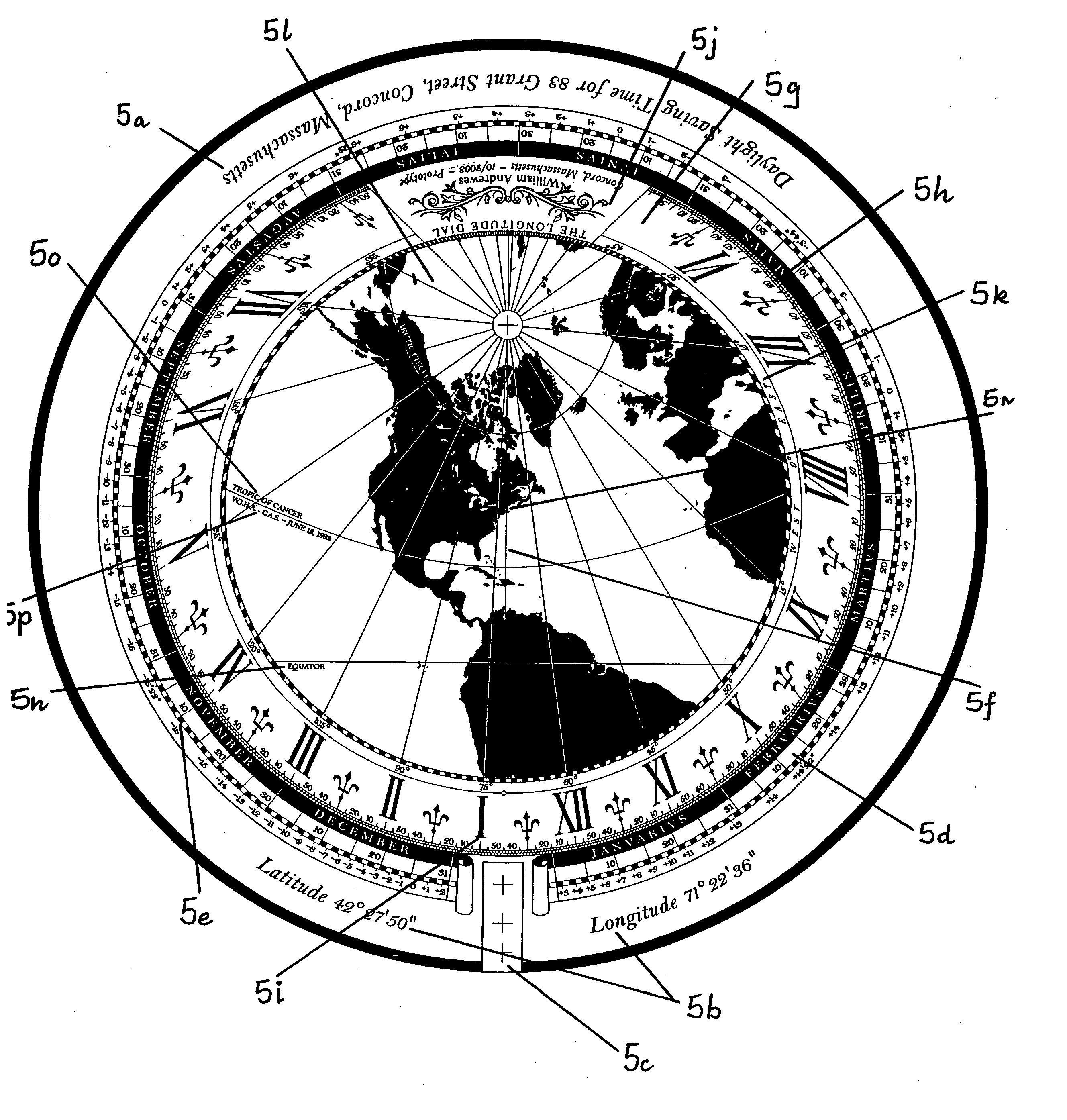 Sundial with standard time display
