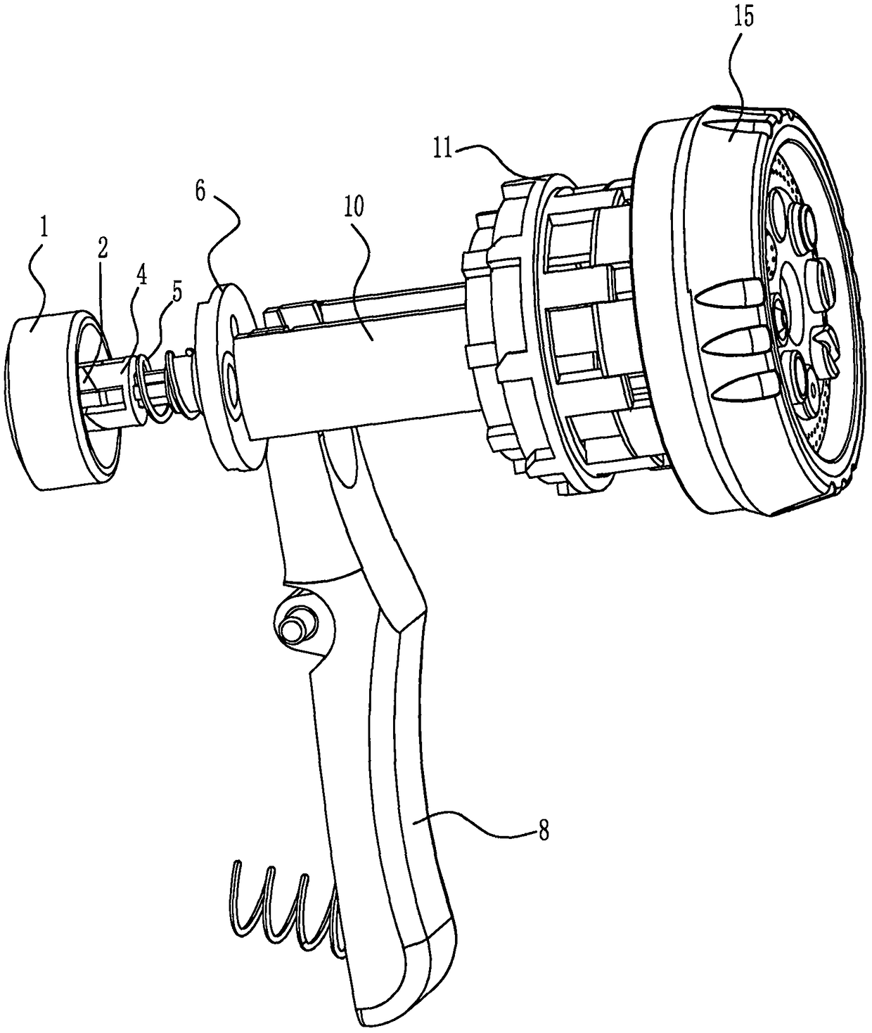 Automatically-unlocking type garden water gun