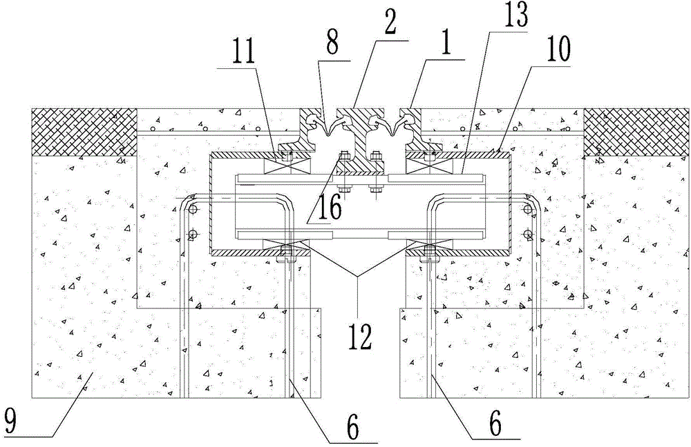 Expansion device with adjustable steel plate anchoring members