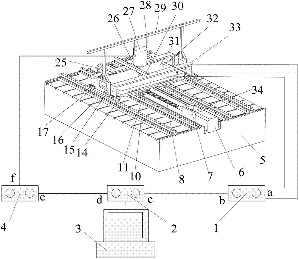 Test device and test method for static and dynamic characteristics of rolling support linear feed system