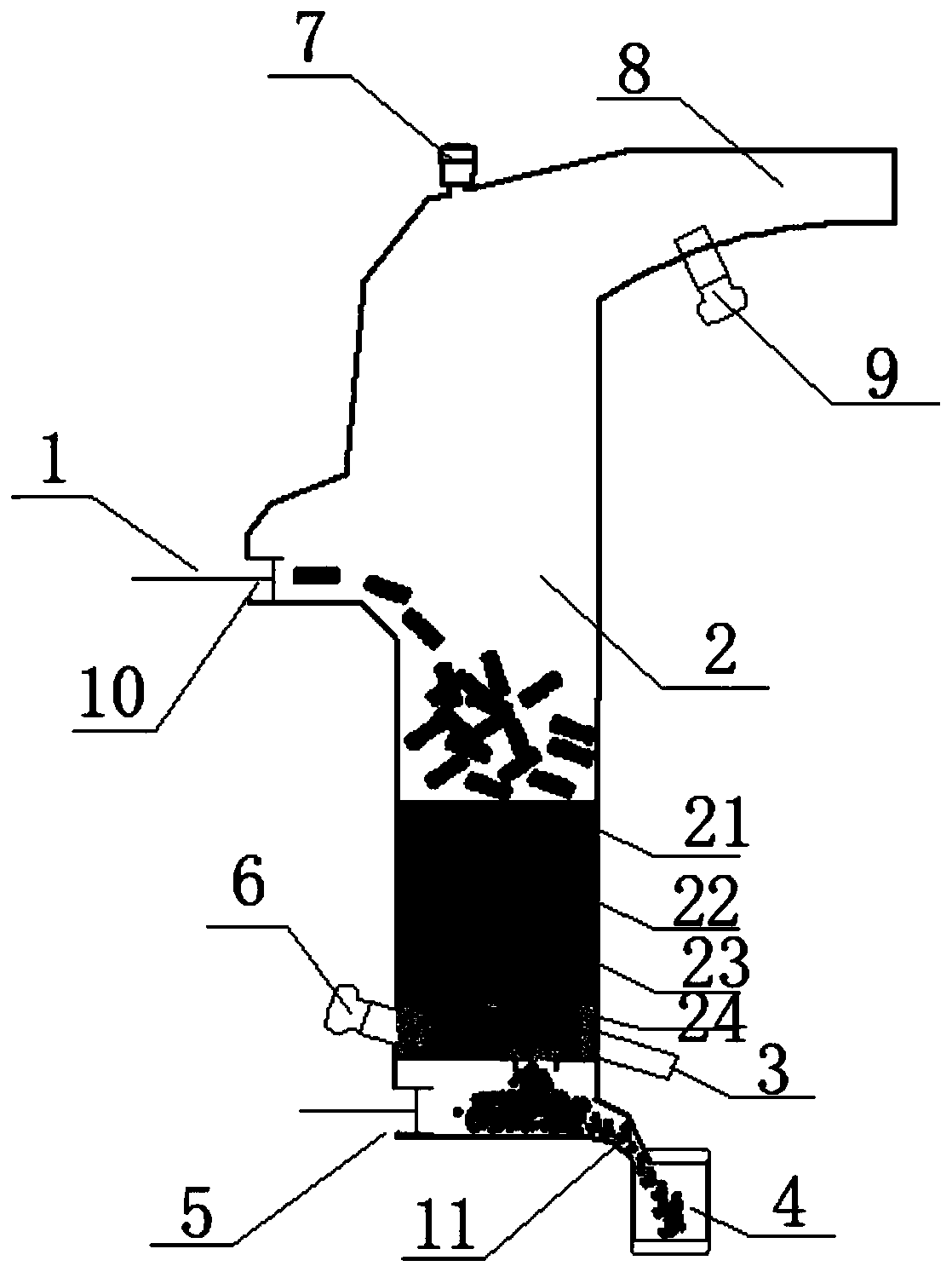 Plasma continuous gasifying and splitting treatment device for medical waste