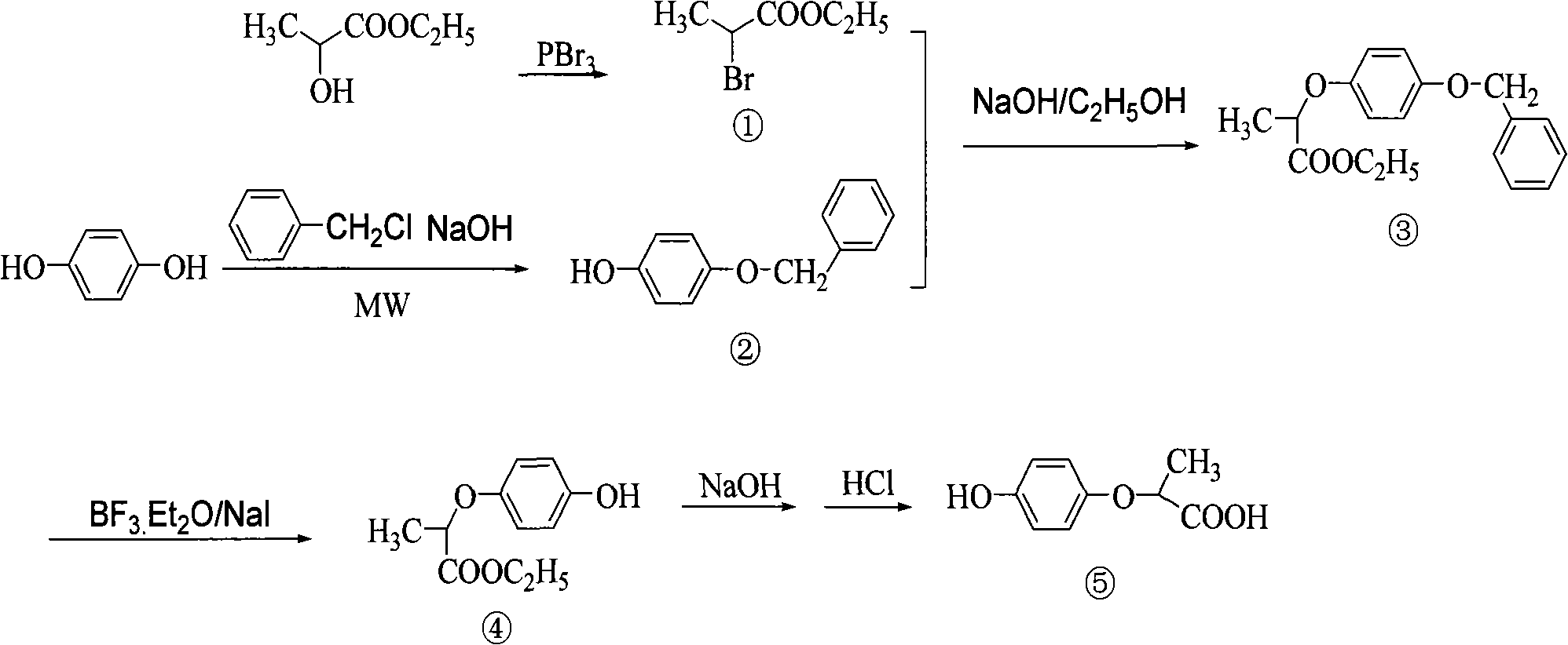 Synthesis method of 2-[4-(hydroxyphenoxy)] propionic acid