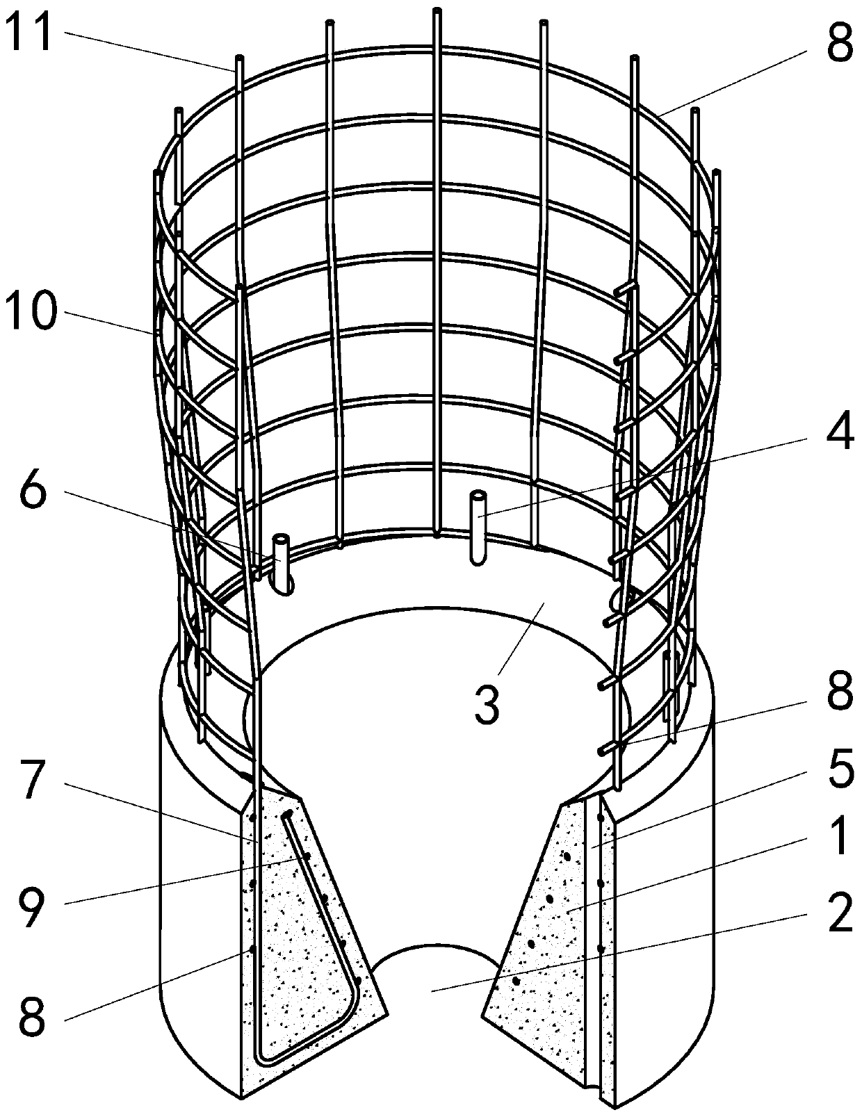 Method for preventing cast-in-place pile cage floating and adopted reinforced concrete base