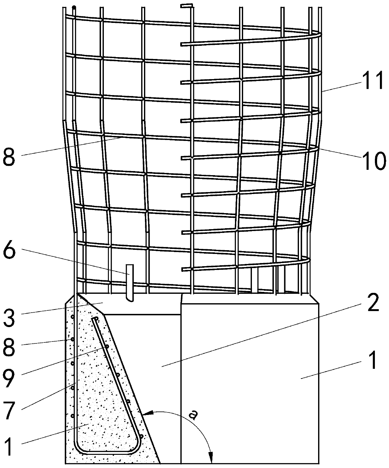 Method for preventing cast-in-place pile cage floating and adopted reinforced concrete base