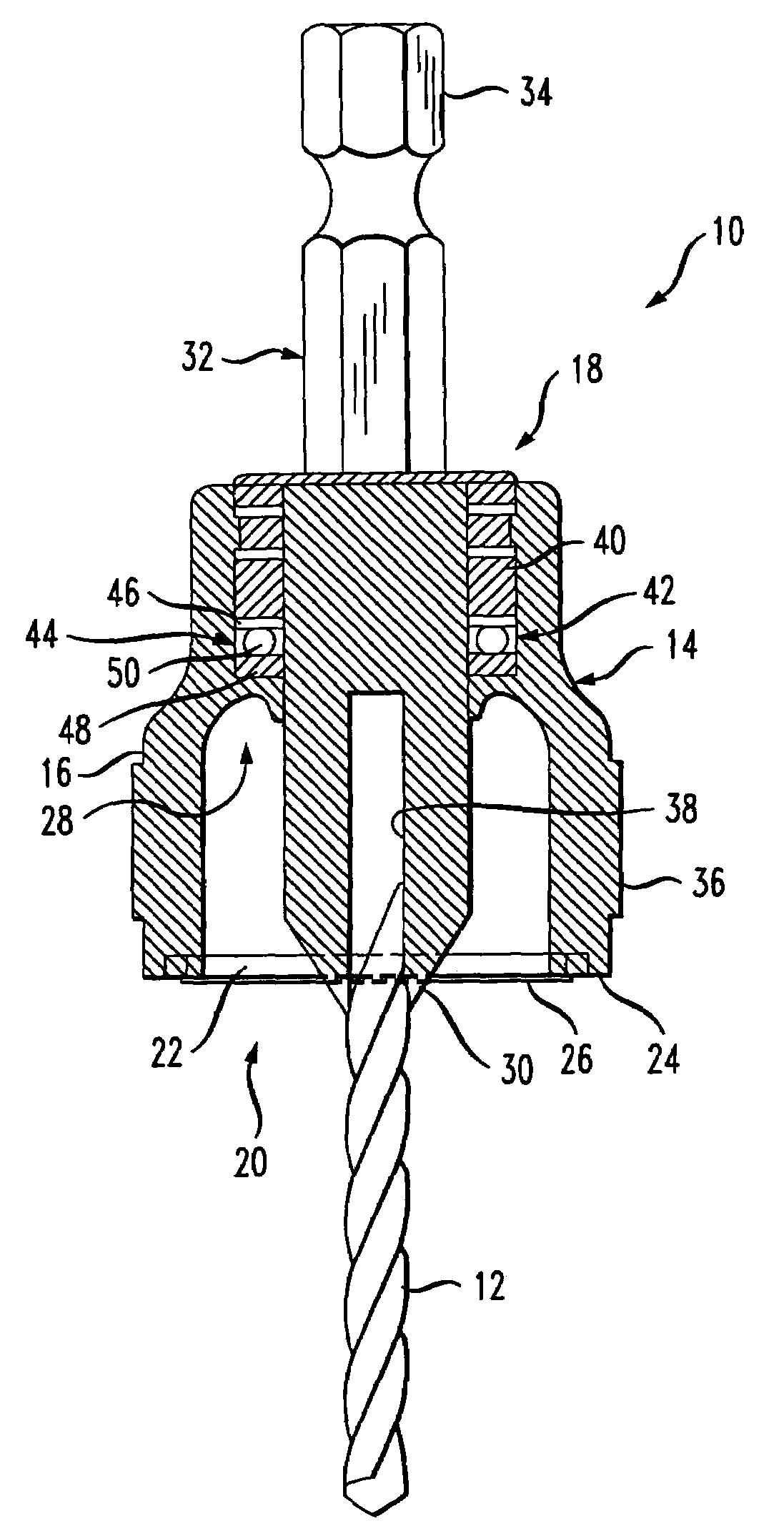 Depth limiting device and hole forming apparatus containing the same