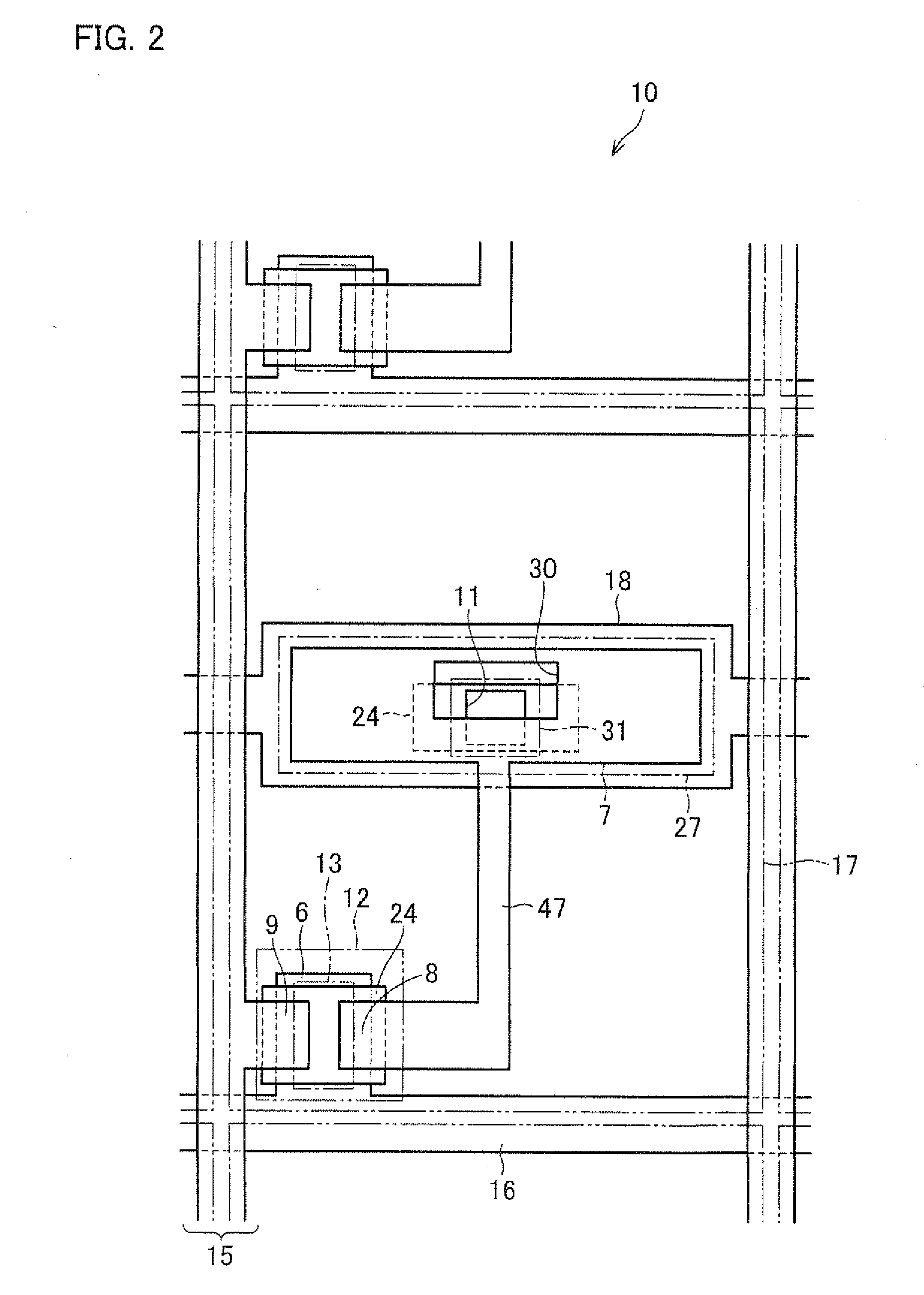 Active matrix substrate, display device, and television receiver