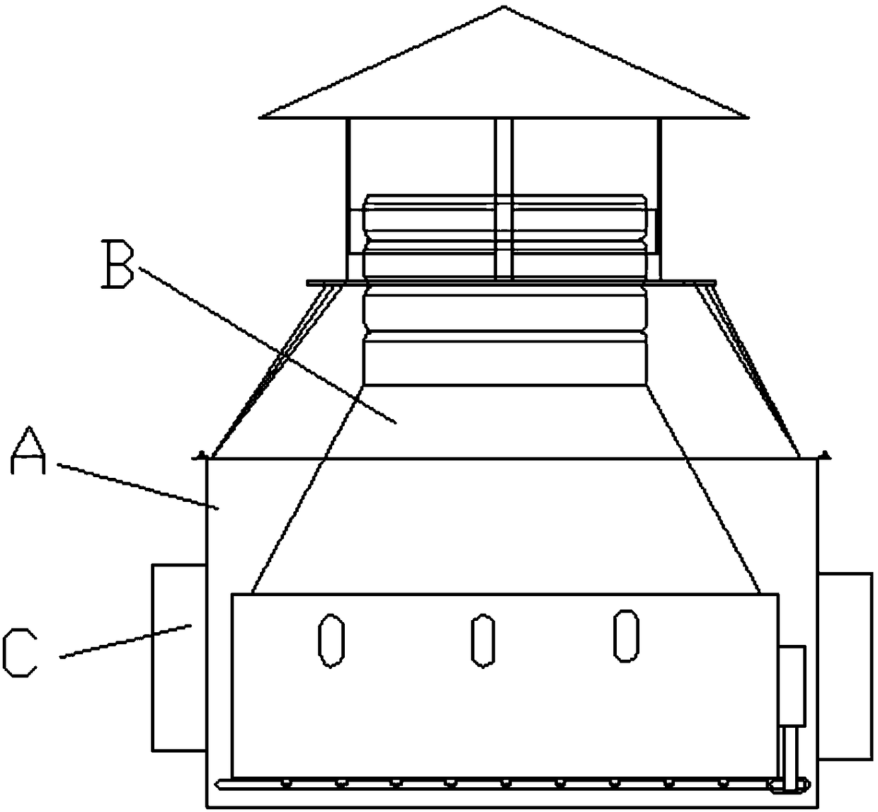 A device for purification of air in a building