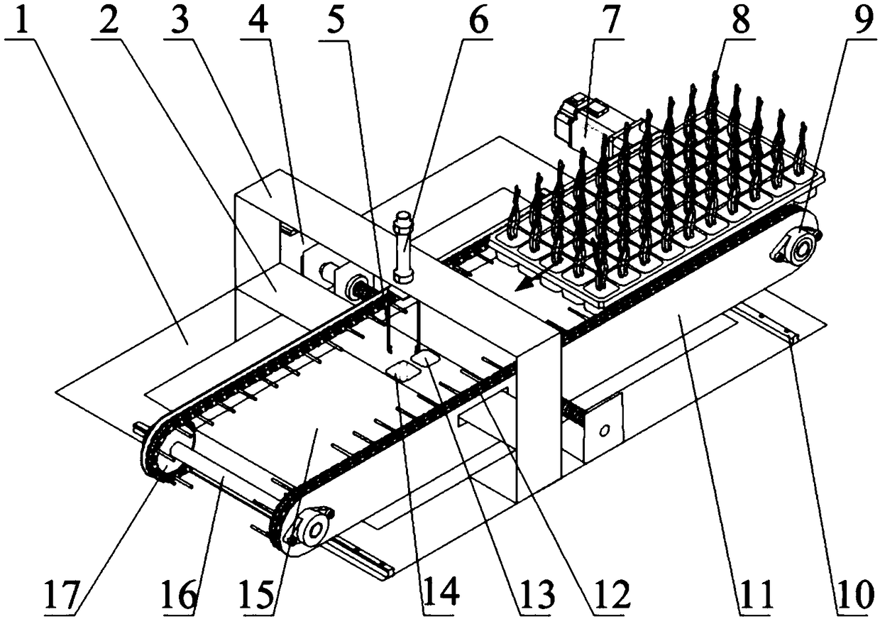 Seedling sending, taking and delivering device for pressing type seedling taking full-automatic seed tray seedling transplanter