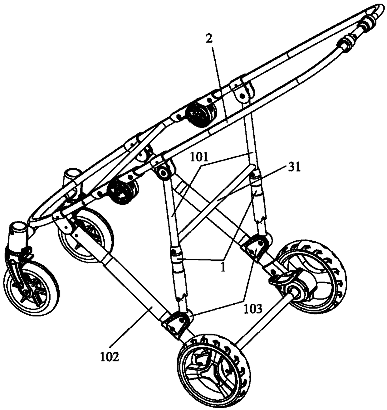 Shock-absorbing device and baby stroller with same