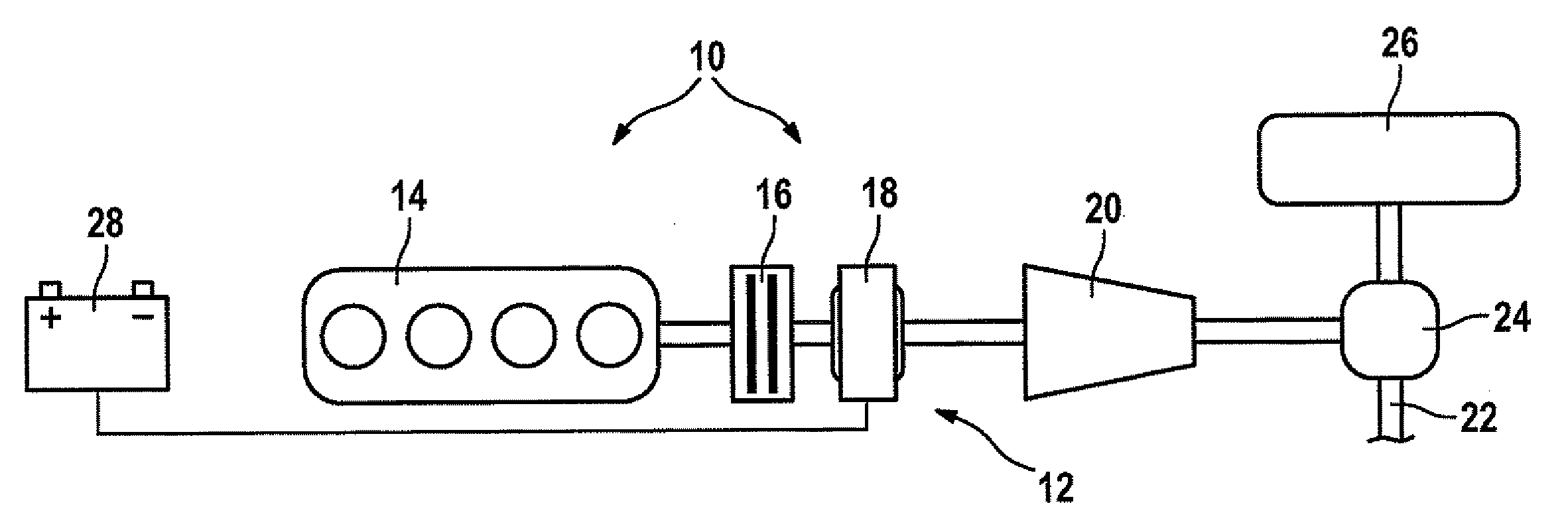 Hybrid drive having a separating clutch which assists a direct start