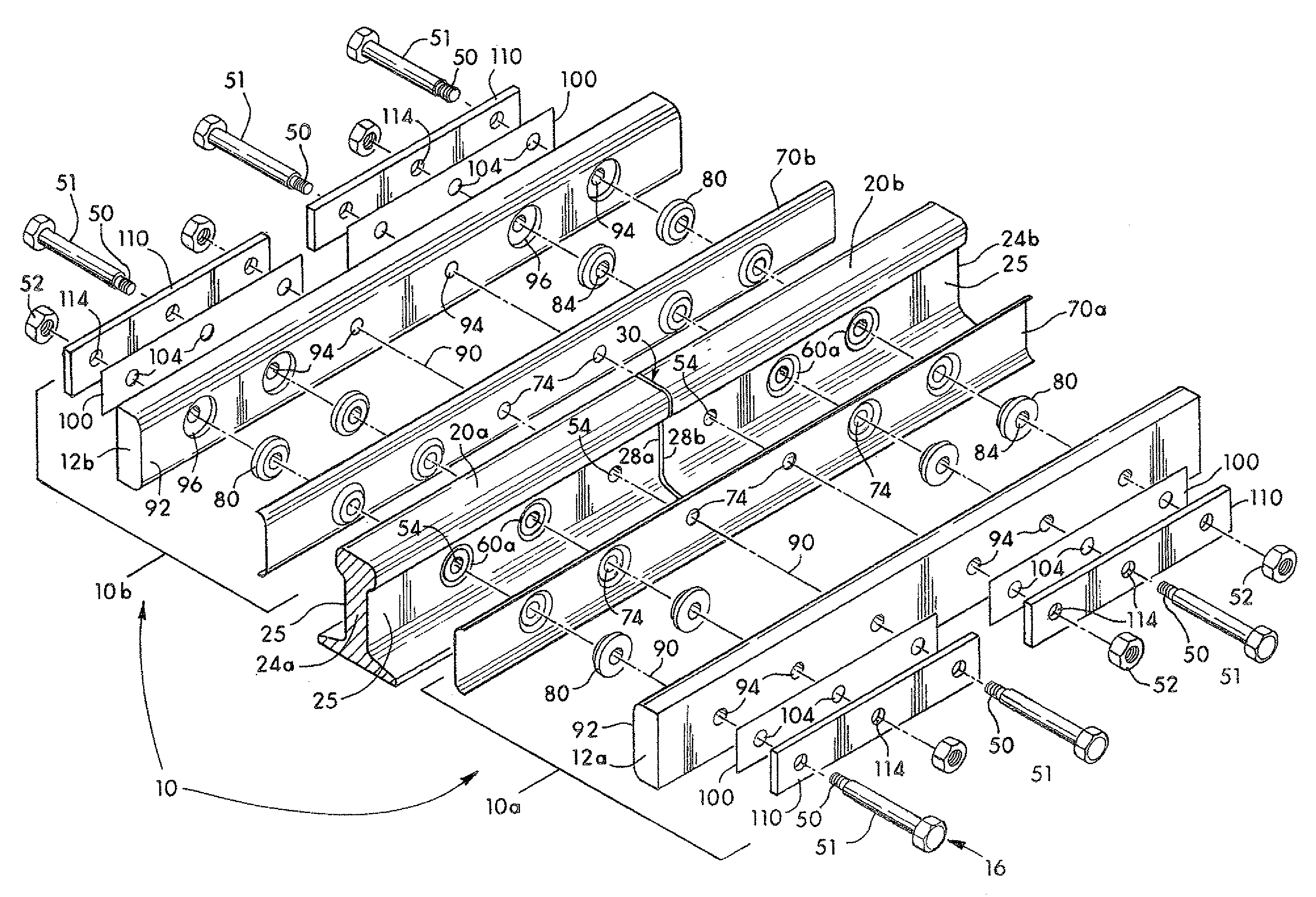 Rail joint assembly using embedded load transfer keys and method therefor