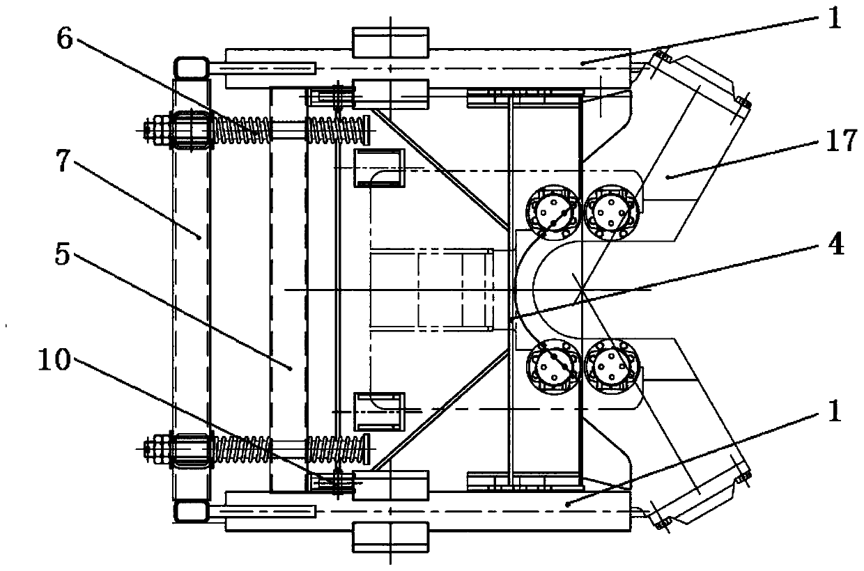 Iron roughneck floating type tong head hanging device and debugging method thereof