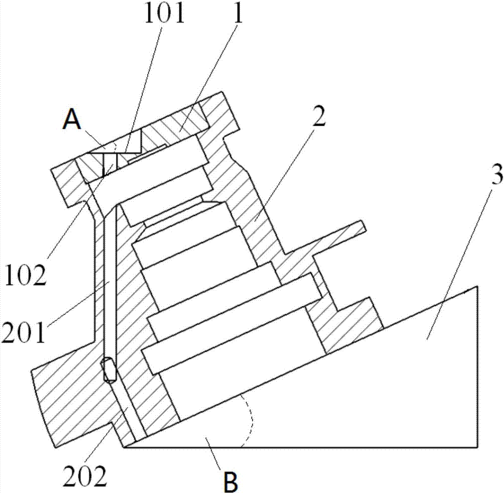 Auxiliary device for machining of oil supply crossed hole of turbine pump and machining and detecting method