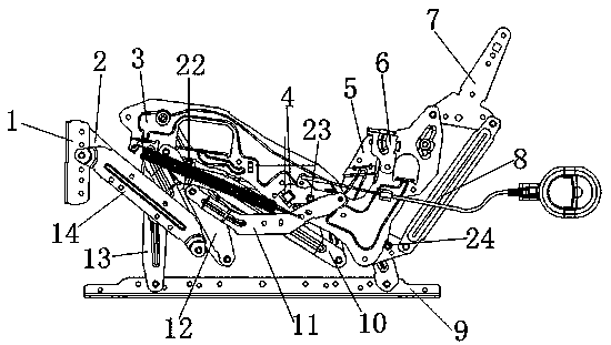 Mechanical extension device for movable sofa