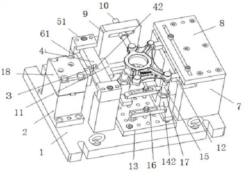Flexible fixture for surface milling and drilling of fan bracket and clamping and positioning method