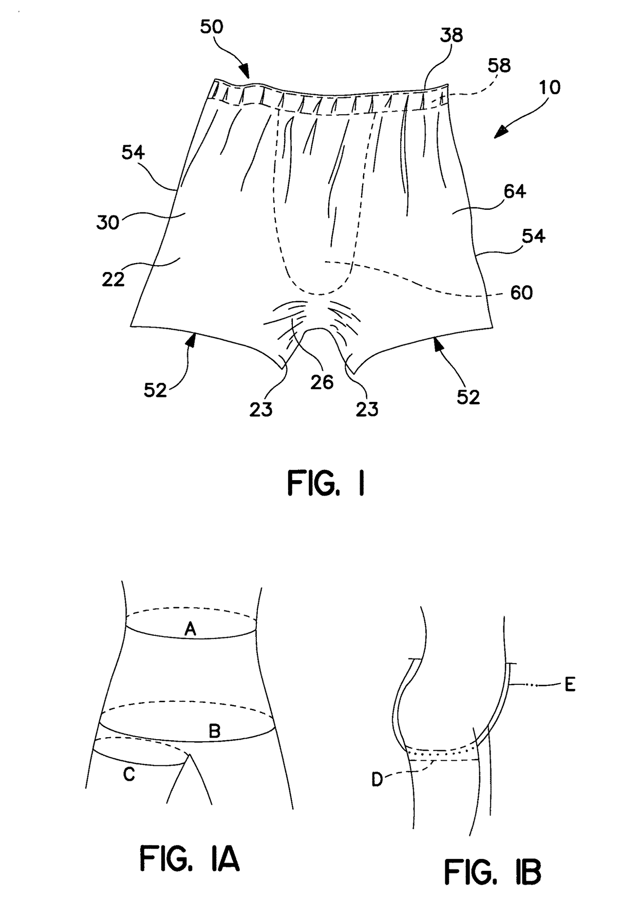 Process of making boxer shorts from a web with various leg opening shapes