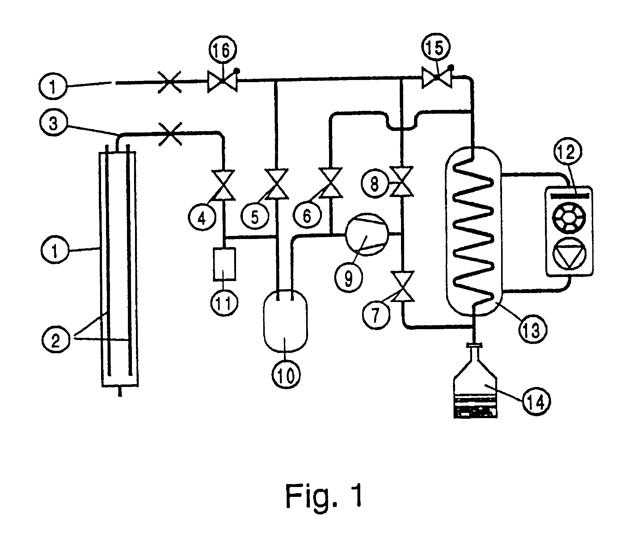 Method and device for recovering gases