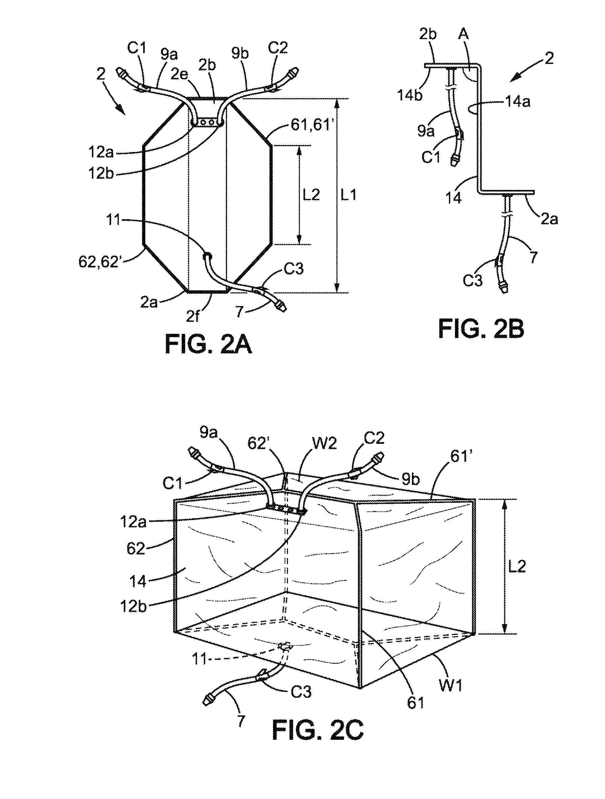 Method for loading a 3D flexible pouch to be filled, system for loading and storing this flexible pouch and associated support device