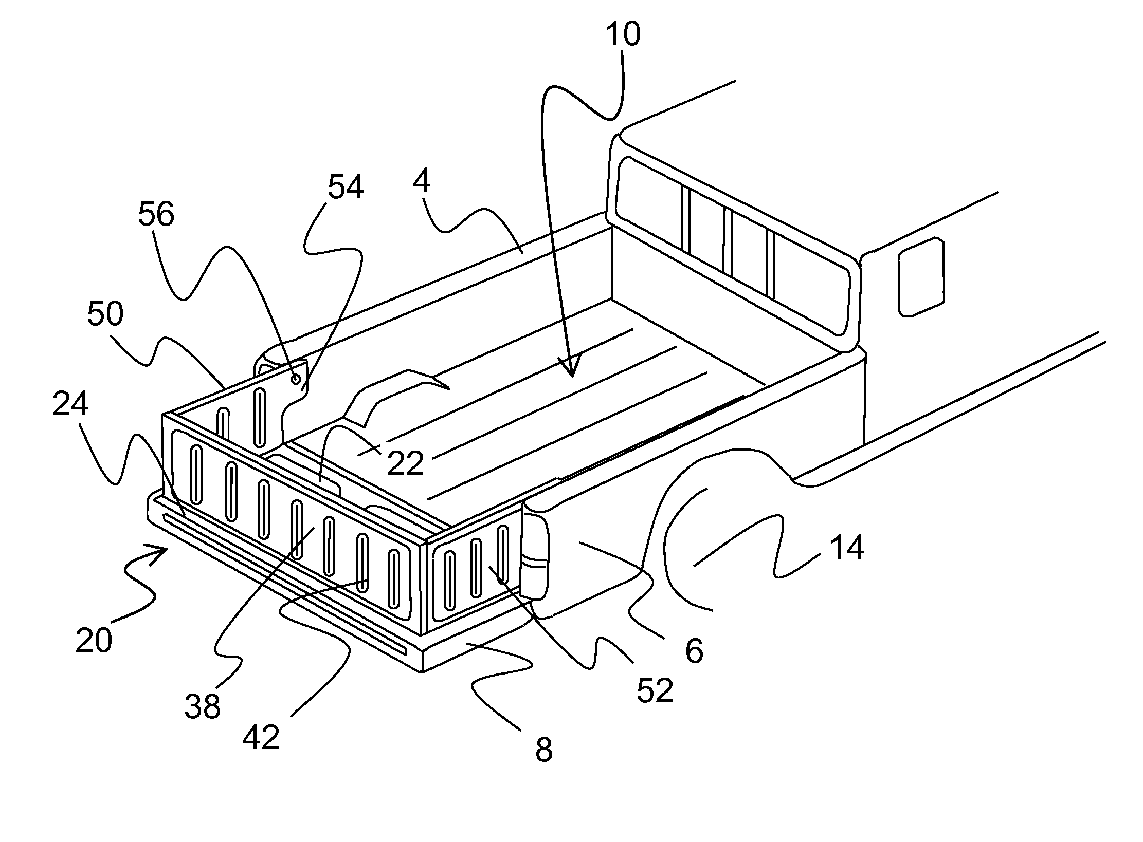 Cargo area extension system method and apparatus