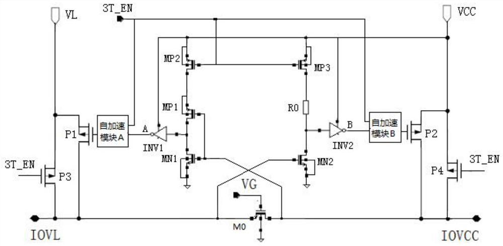 Self-induction and self-acceleration bidirectional level conversion circuit