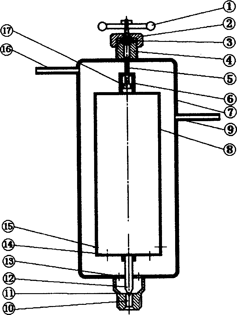 Integrated gas/liquid separating device with automatically controlled liquid level