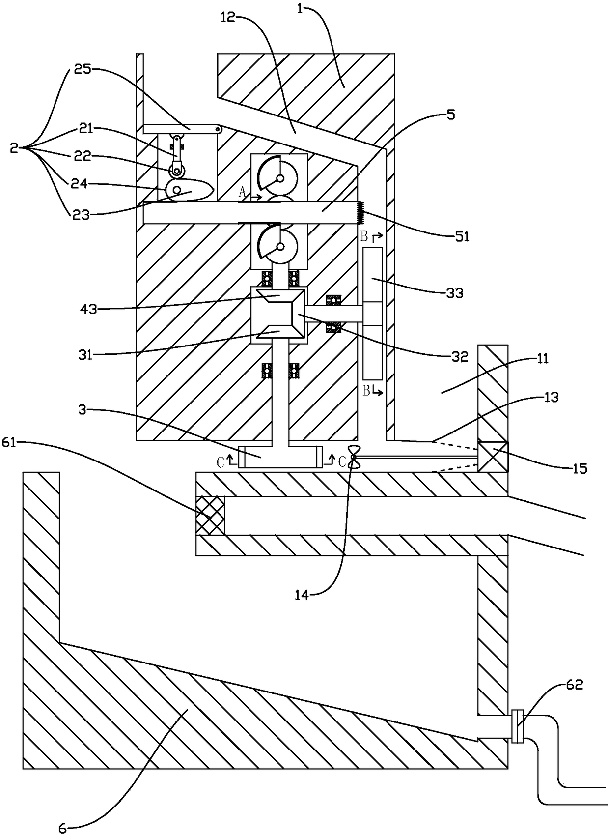 Plug-flow distribution type sewage treatment device