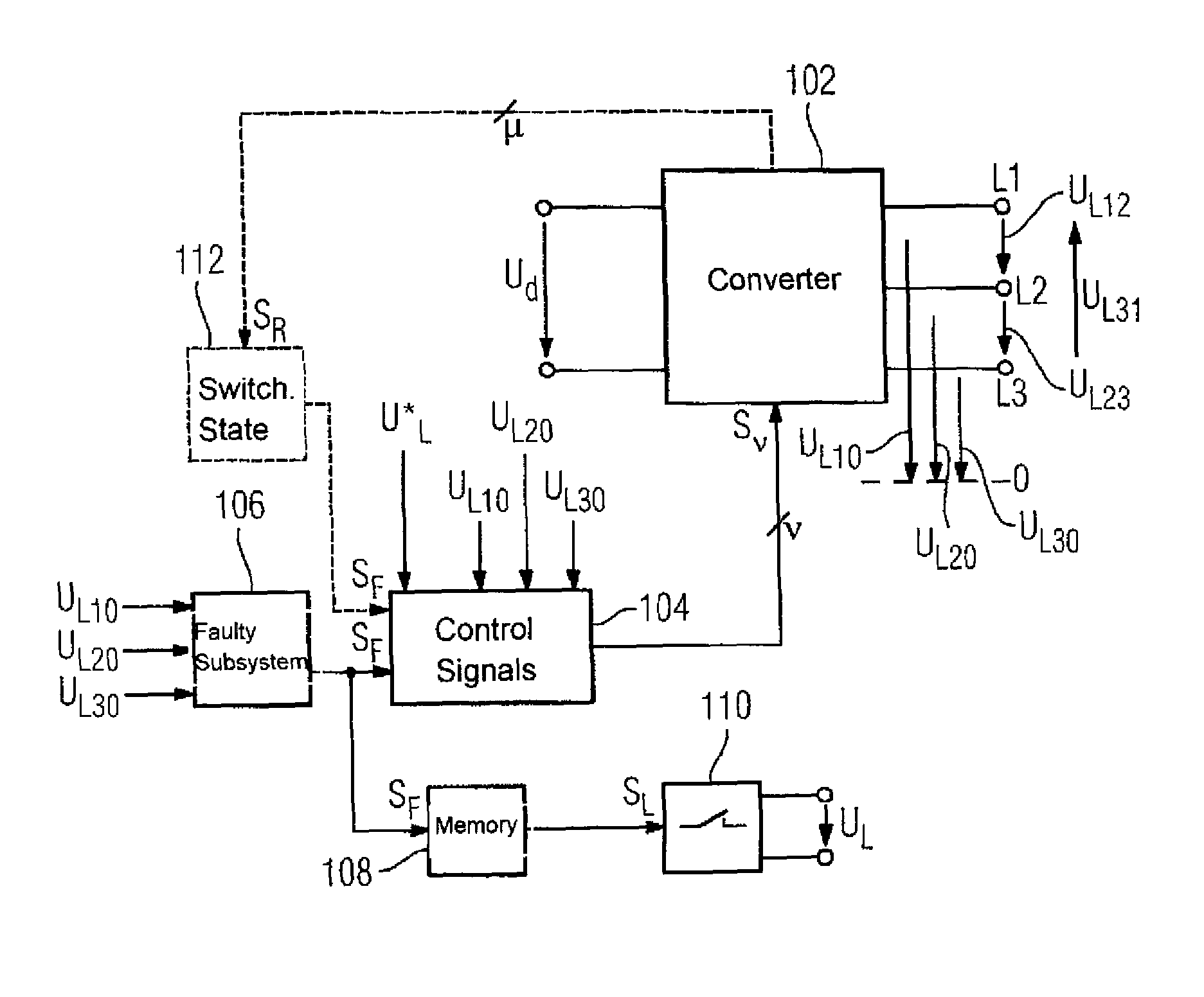 Redundant control method for a polyphase converter with distributed energy stores