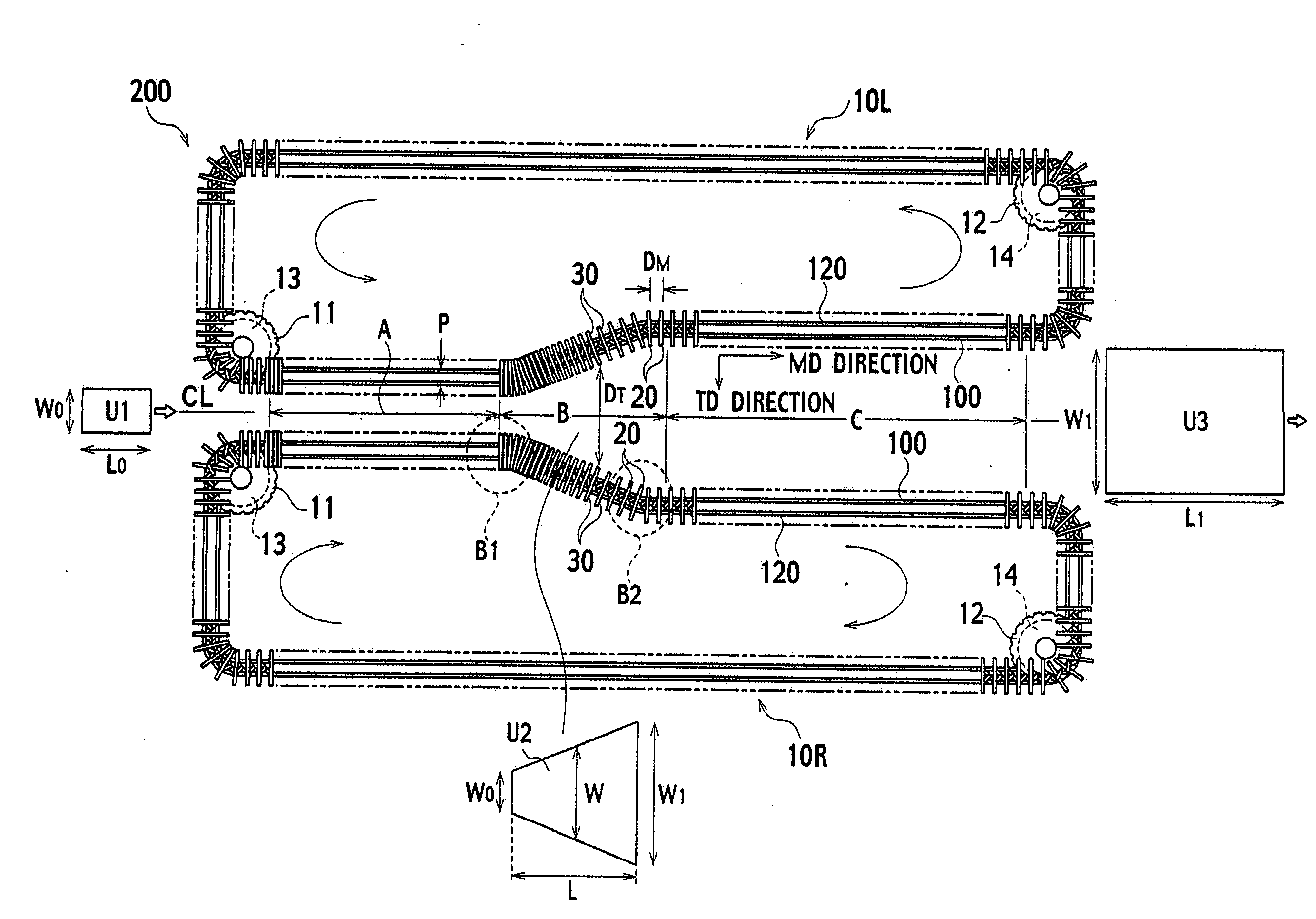 Sheet or film oblique stretching method and sheet or film clipping stretcher