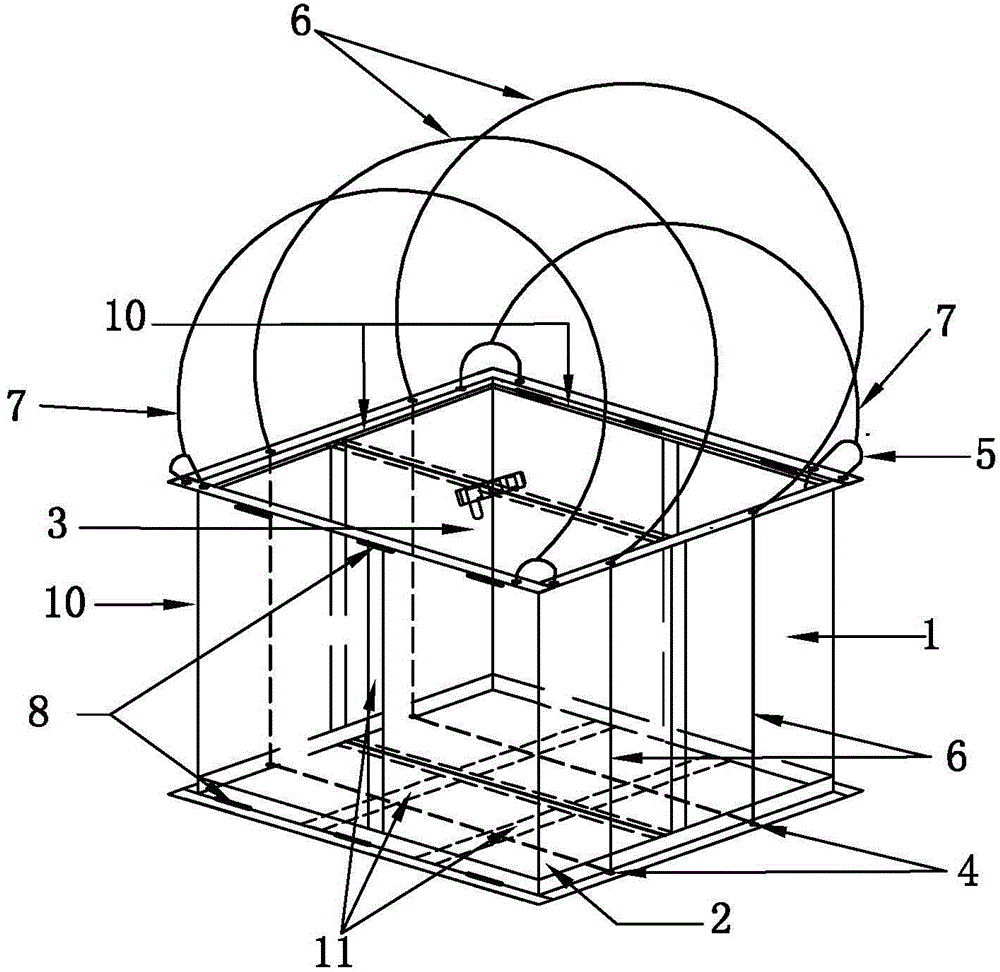 Hoisting and conveying square bucket for building construction and manufacturing method thereof