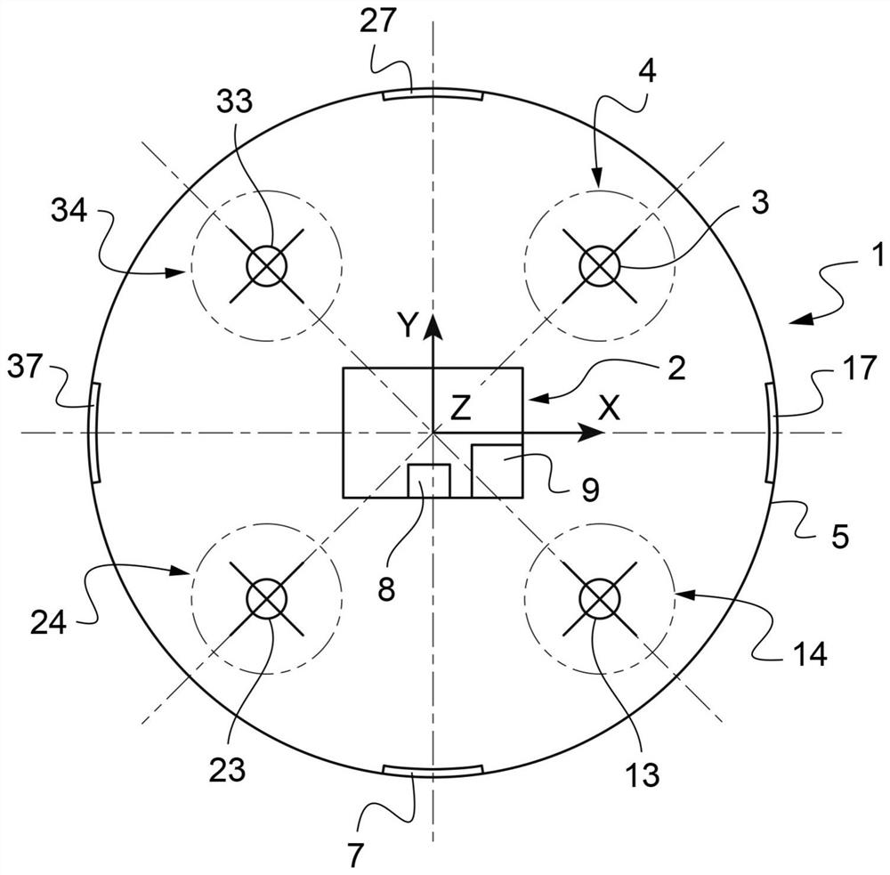 Multirotor drone provided with peripheral protection device and method for controlling such multirotor drone