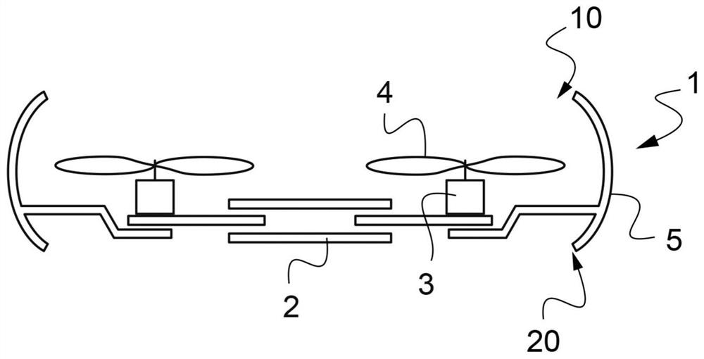 Multirotor drone provided with peripheral protection device and method for controlling such multirotor drone