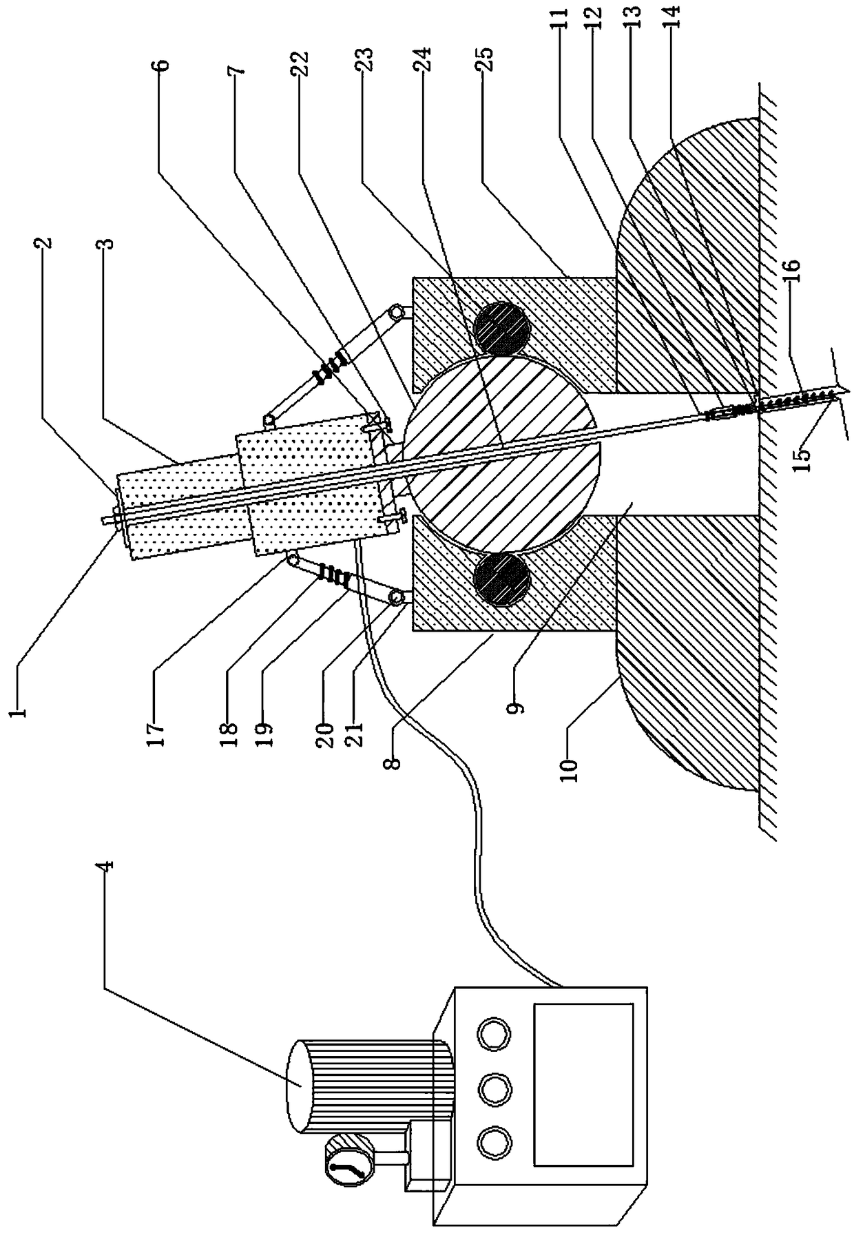 Tensioning device suitable for underground construction defective anchor rod