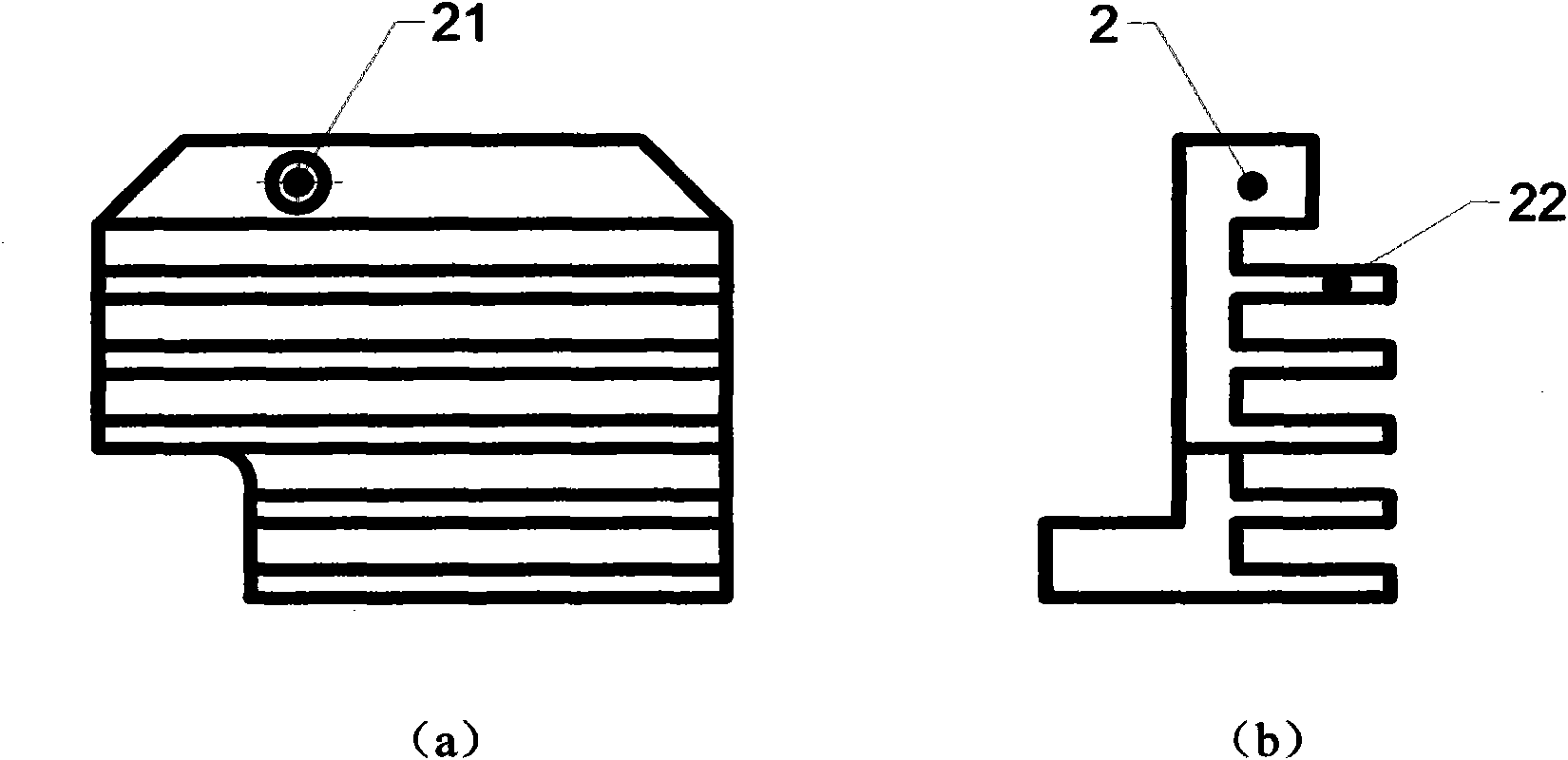 Radiating device for laser