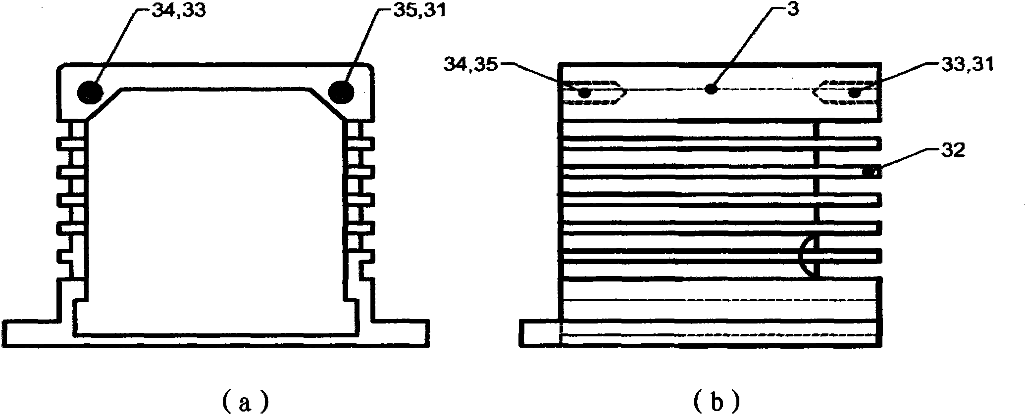 Radiating device for laser