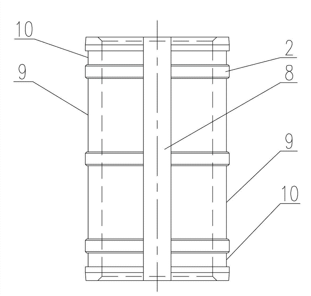 Processing method for phi 52H7*850 deep hinge pin keyhole at matched position of parts of different materials